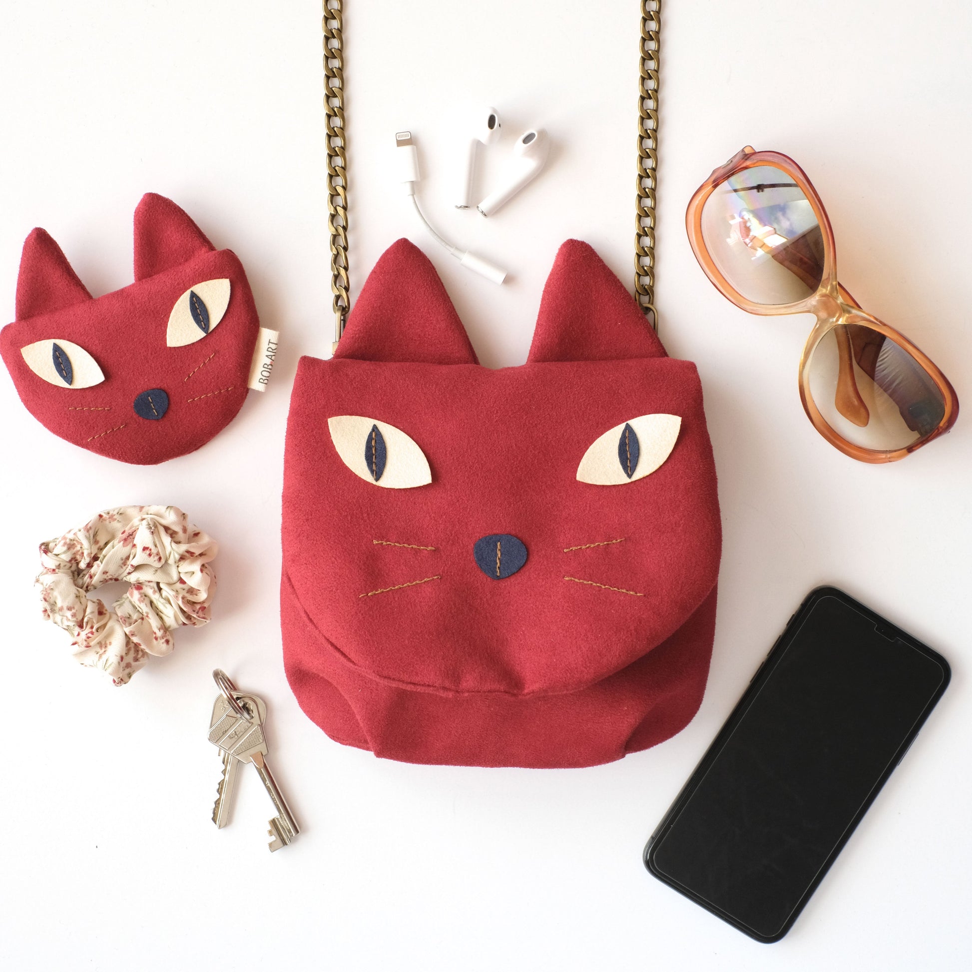 Bolso Gato Muy Animal Sostenible Artesanal Frontal |Bob Art