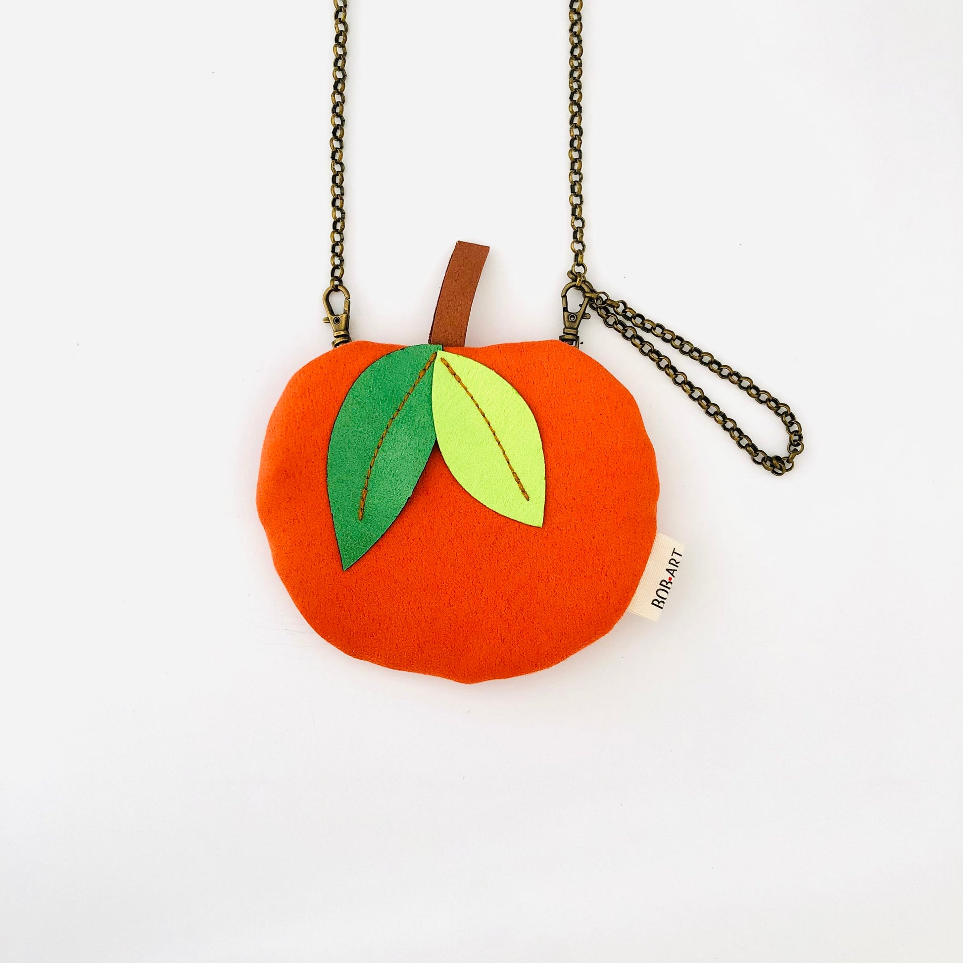 Bolso Monedero Naranja Fruitopia Fruta Sostenible Artesanal Frontal | Bob Art
