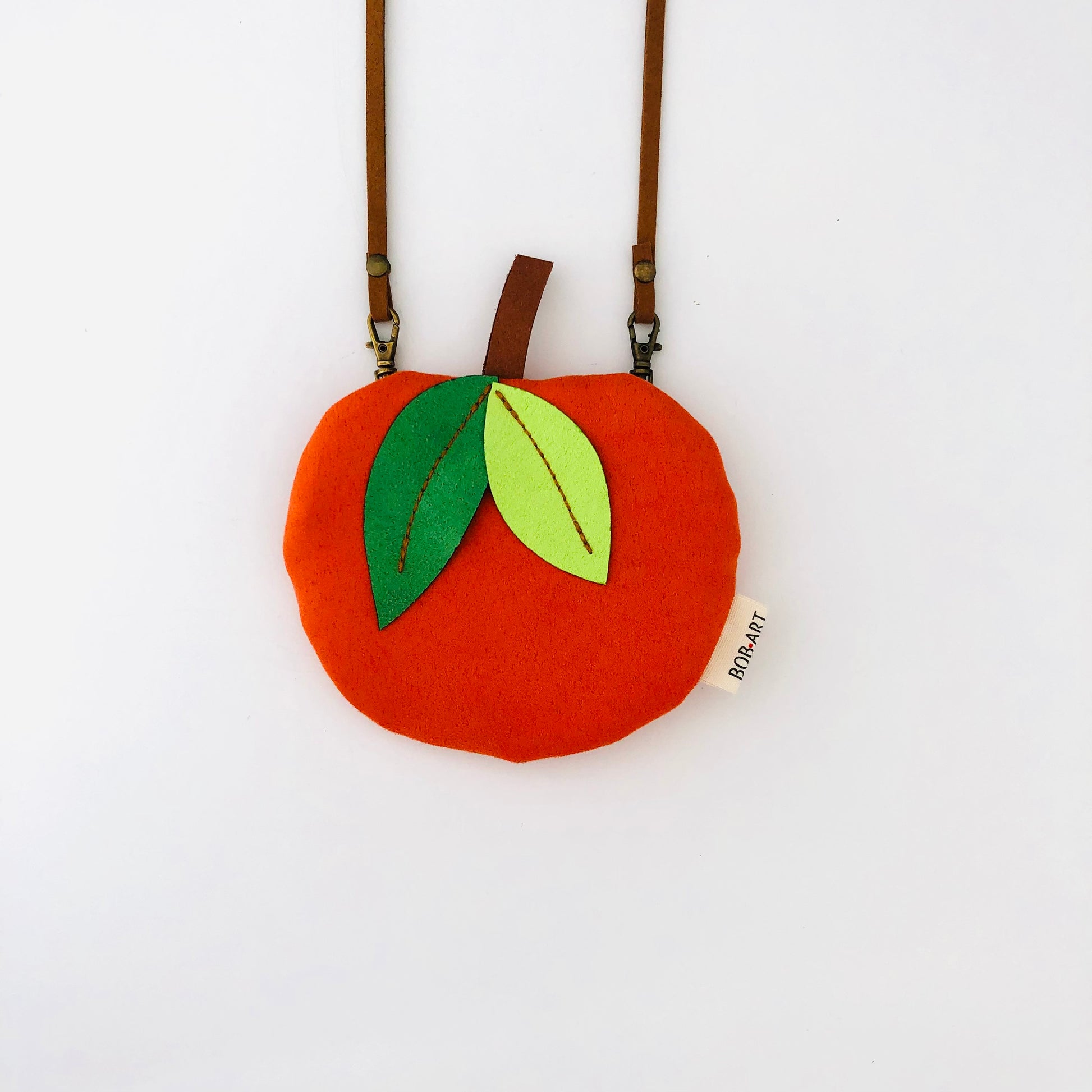 Bolso Monedero  Naranja Fruitopia Fruta Artesanal Sostenible Frontal| Bob Art