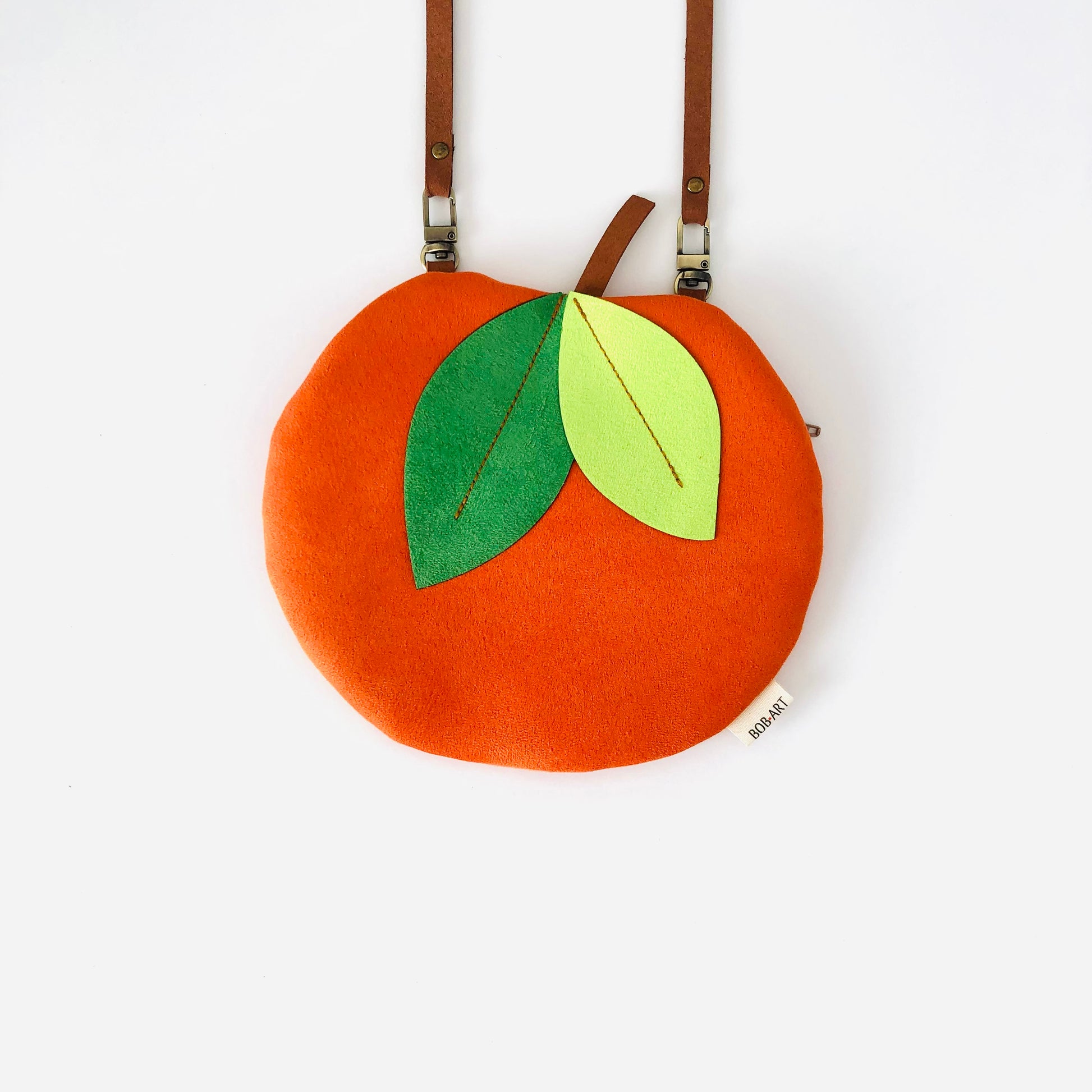 Bolso Naranja Fruitopia artesanal y sostenible Frontal | Bob Art