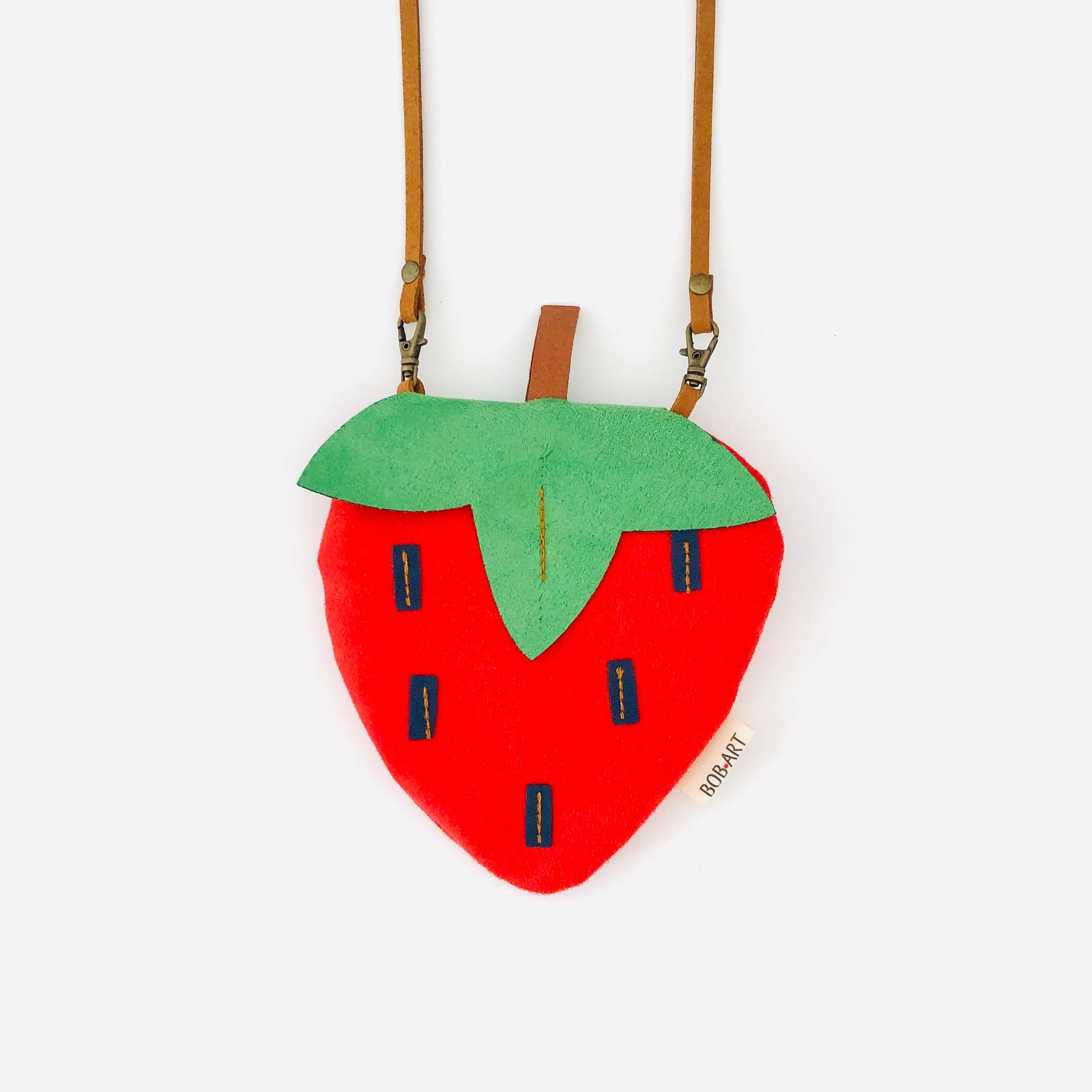 Bolso Monedero  Fresa Fruitopia Artesanal Sostenible Frontal | Bob Art