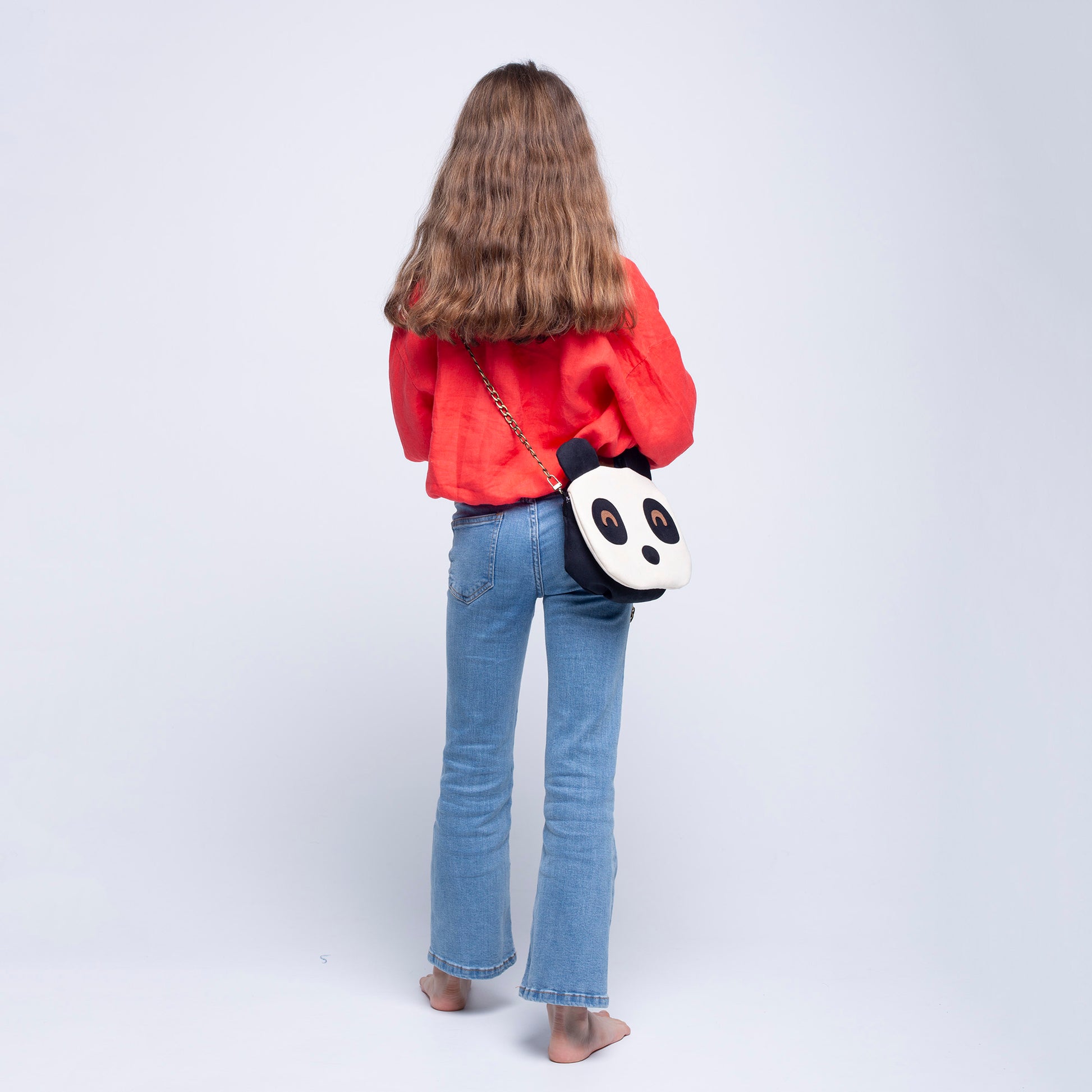 Bolso Panda Muy Animal Sostenible Artesanal Frontal Modelo |Bob Art